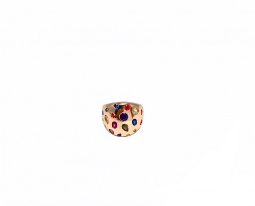 Anello Argento Con Pietre Multicolor Cuori Milano 24892032